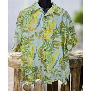 Joe Marlin Mens Leaf Print Hawaiian Shirt XL